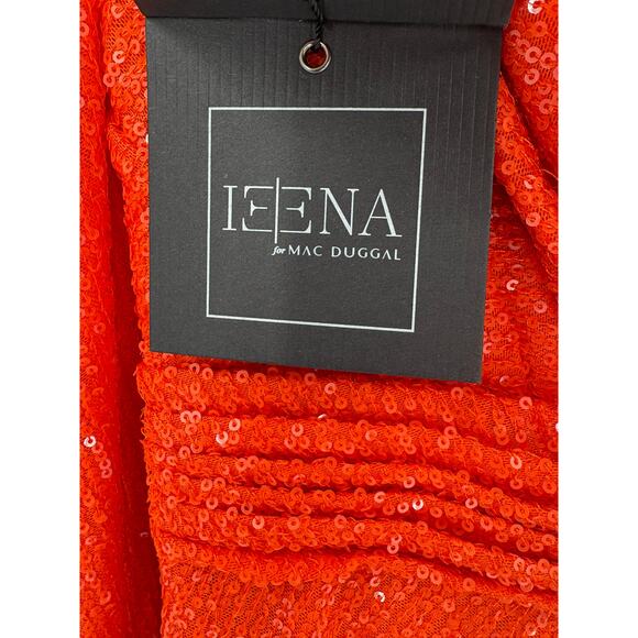MAC DUGGAL Dress Size 2 Evening Gown Orange Tangerine Sequin NEW Mini V Neck - Picture 3 of 9